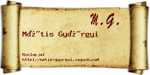 Mátis Györgyi névjegykártya